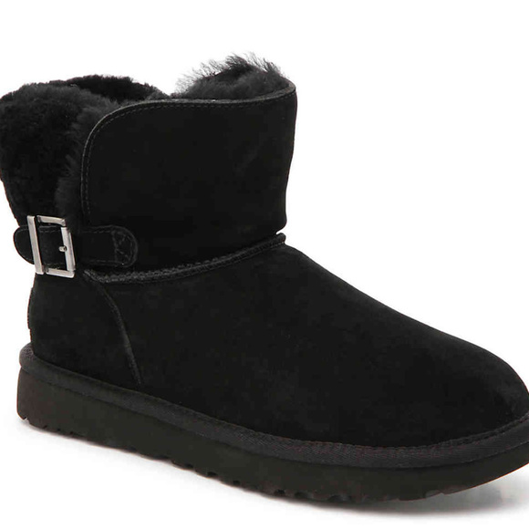 UGG KAREL MINI SUEDE BOOTS NEW! ‎ BLACK - Picture 1 of 8